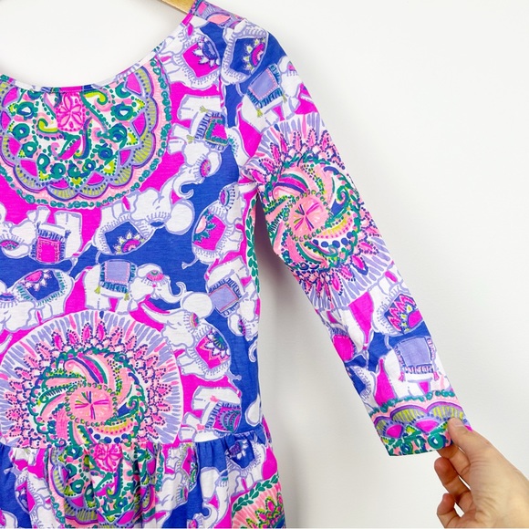 Lilly Pulitzer Girls Elephant Pattern 3/4 Length Sleeve Dress - Picture 5 of 8